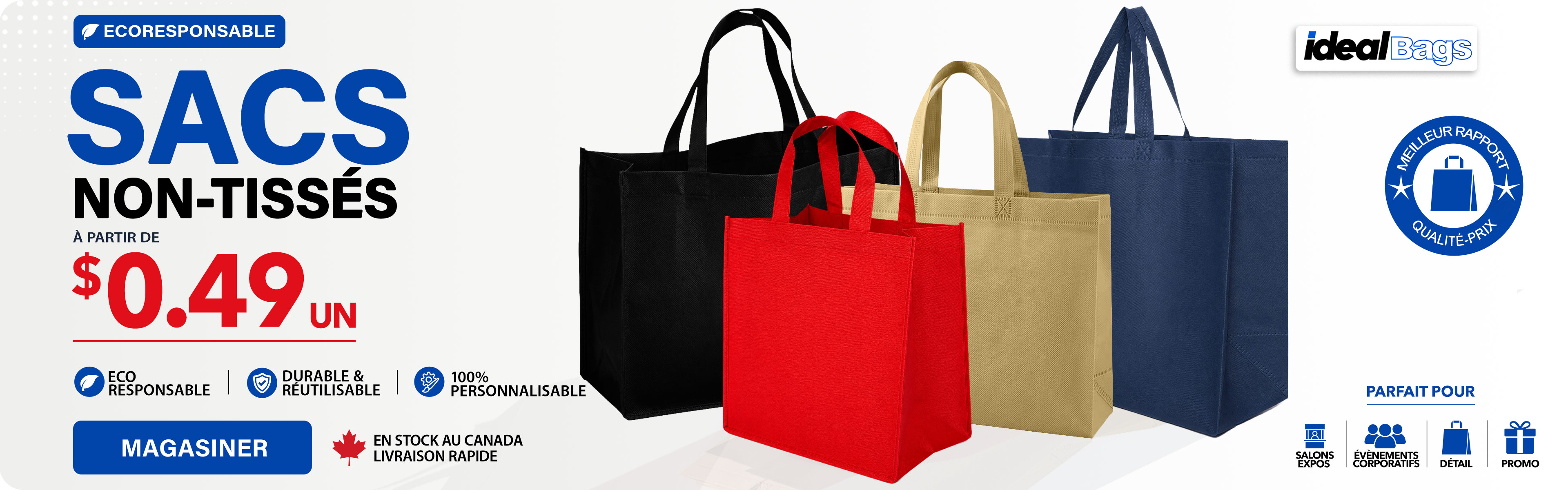 Reusable Non-woven Tote Bags - French