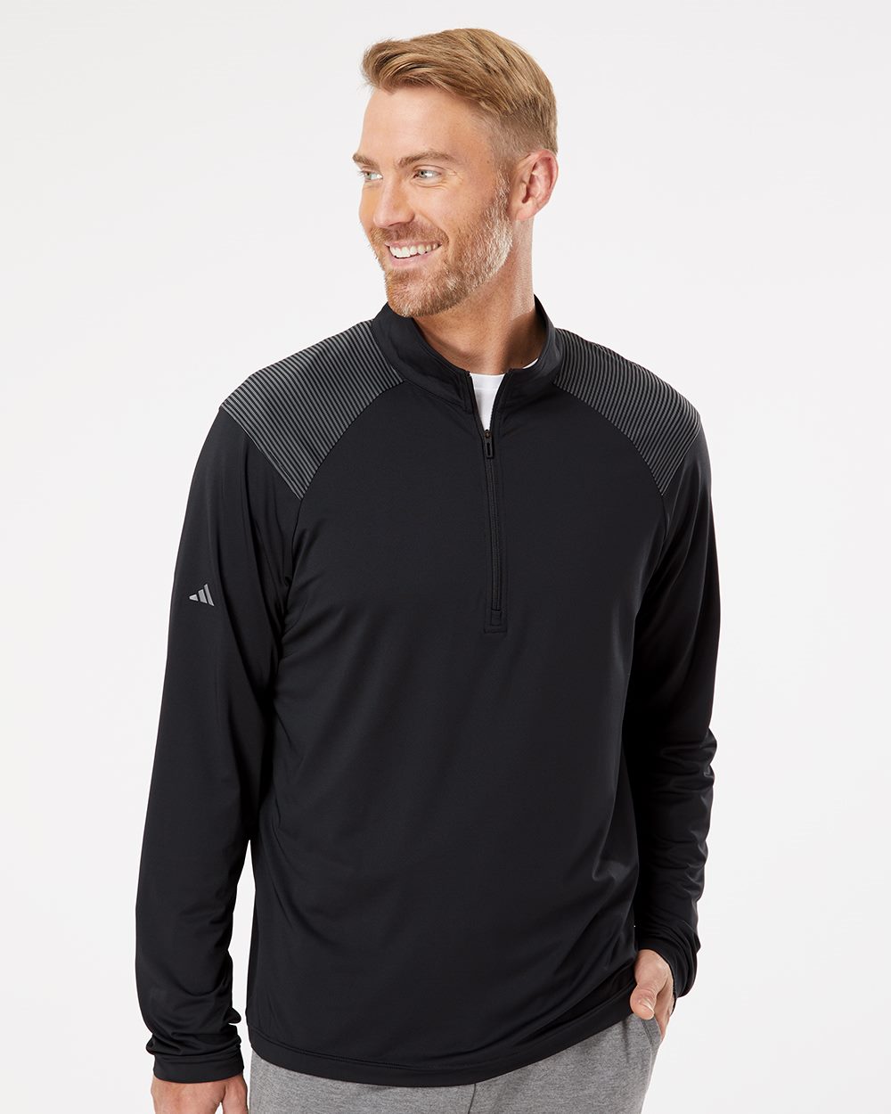 Adidas A520-US Adidas A520 - Shoulder Stripe Quarter-Zip Pullover pour impression personnalisée à Montréal
