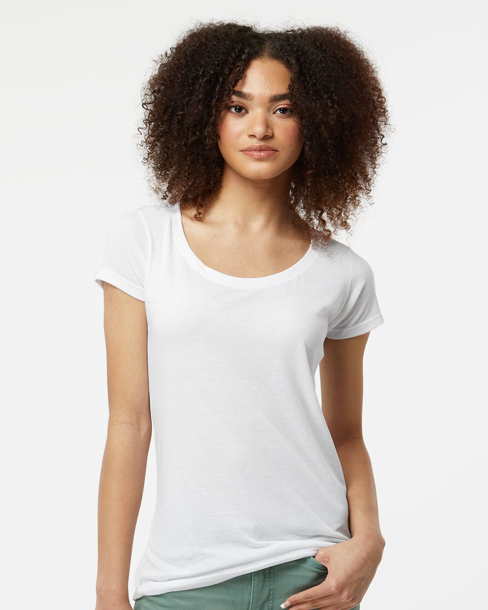 Tultex 243-US Tultex 243 - Women's Poly-Rich Scoop Neck T-Shirt for custom printing in Montreal
