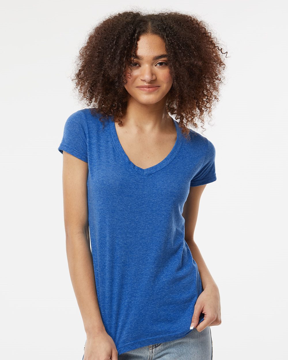 Tultex 244-US Tultex 244 - Women's Poly-Rich V-Neck T-Shirt for custom printing in Montreal