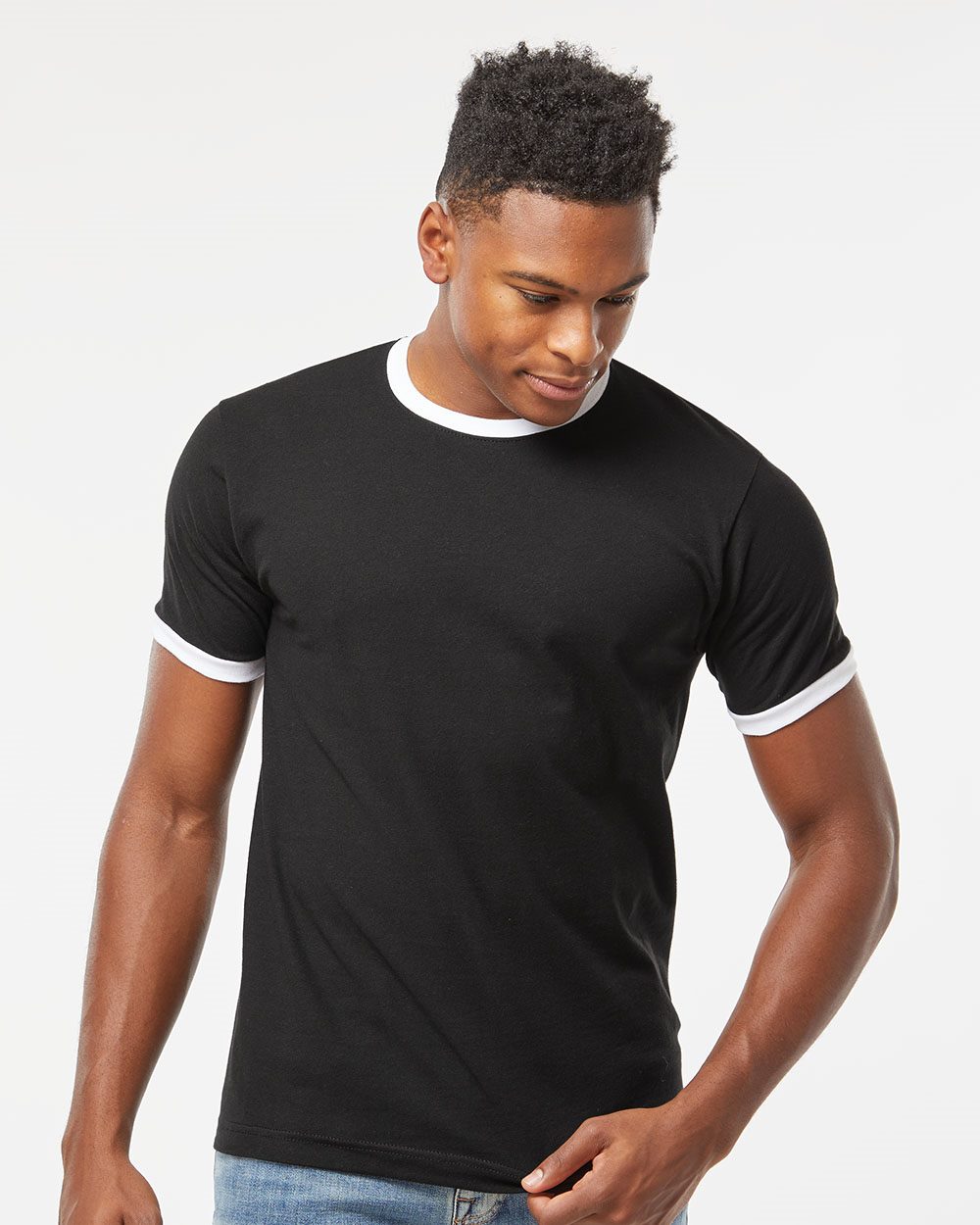 Tultex 246-US Tultex 246 - Unisex Fine Jersey Ringer T-Shirt for custom printing in Montreal