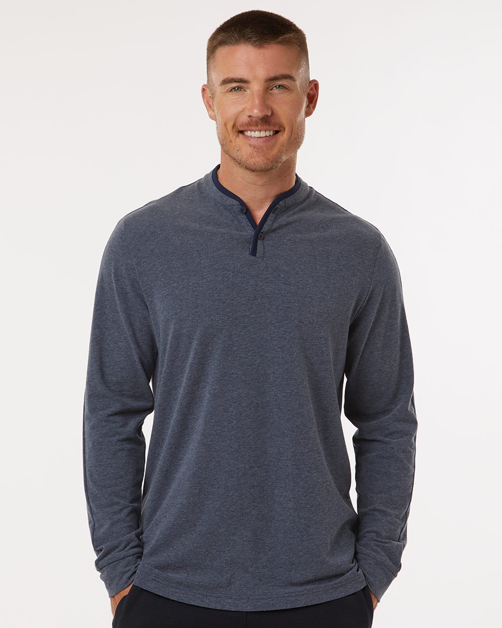 Adidas A597-US Adidas A597 - Henley Long Sleeve Tee for custom printing in Montreal