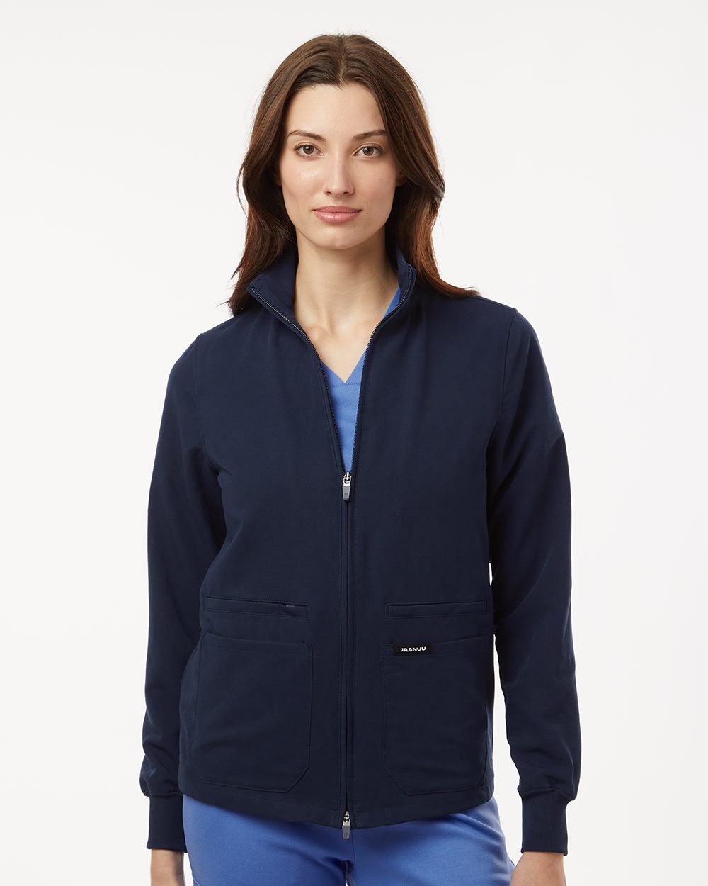 Jaanuu W60001-US Jaanuu W60001 - Women's Ceri Essential Full-Zip 6-Pocket Scrub Jacket for custom printing in Montreal