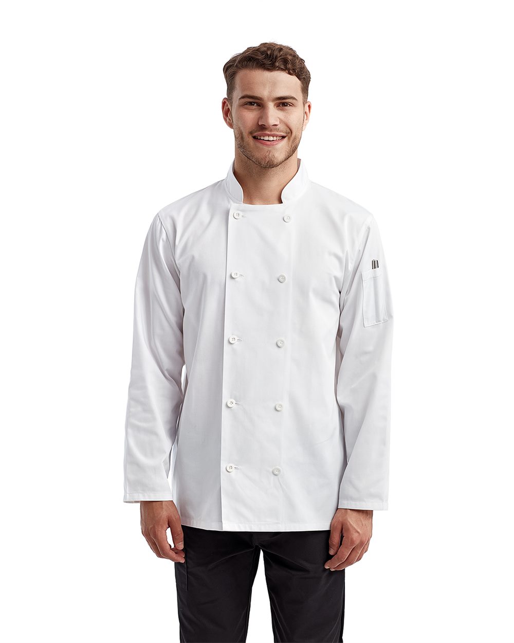 Artisan Collection by Reprime RP657-US Artisan Collection by Reprime RP657 - Unisex Recycled Chef Coat pour impression personnalisée à Montréal