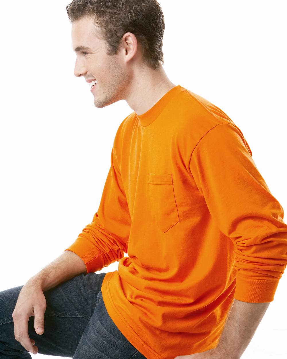 Bayside 1730-US Bayside 1730 - Unisex USA-Made 50/50 Long Sleeve Pocket T-Shirt for custom printing in Montreal