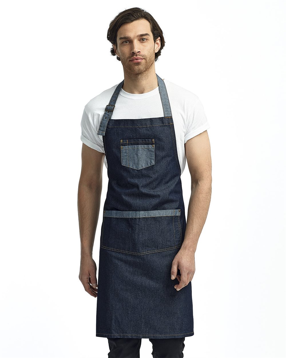 Artisan Collection by Reprime RP127-US Artisan Collection by Reprime RP127 - Domain Contrast Denim Bib Apron pour impression personnalisée à Montréal