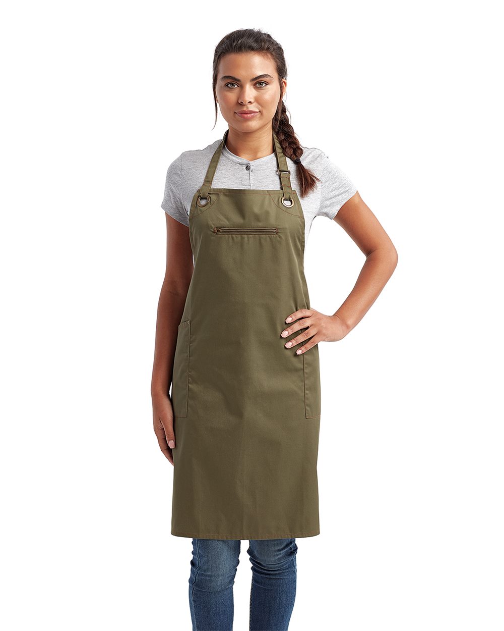 Artisan Collection by Reprime RP121-US Artisan Collection by Reprime RP121 - Barley Contrast Stitch Recycled Bib Apron pour impression personnalisée à Montréal