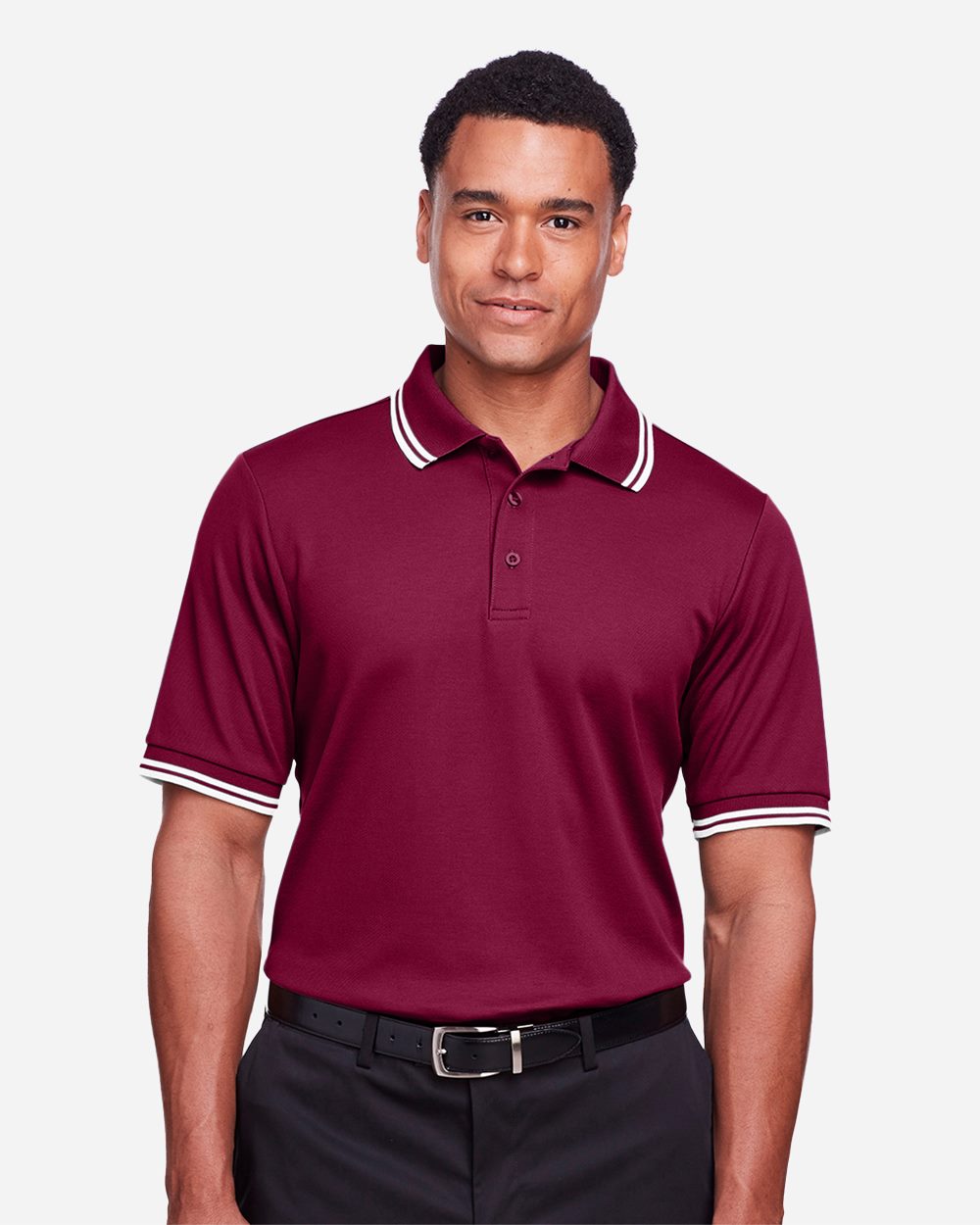 Devon & Jones DG20C-US Devon & Jones DG20C - Men's CrownLux Performance® Plaited Tipped Polo for custom printing in Montreal