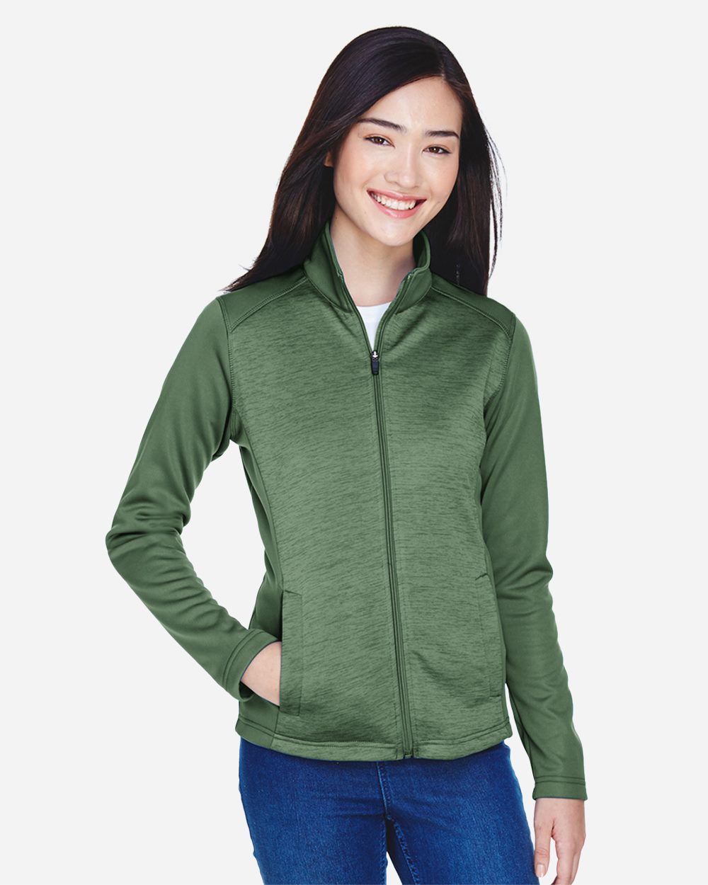 Devon & Jones DG796W-US Devon & Jones DG796W - Women's Newbury Colorblock Mélange Fleece Full-Zip Jacket pour impression personnalisée à Montréal