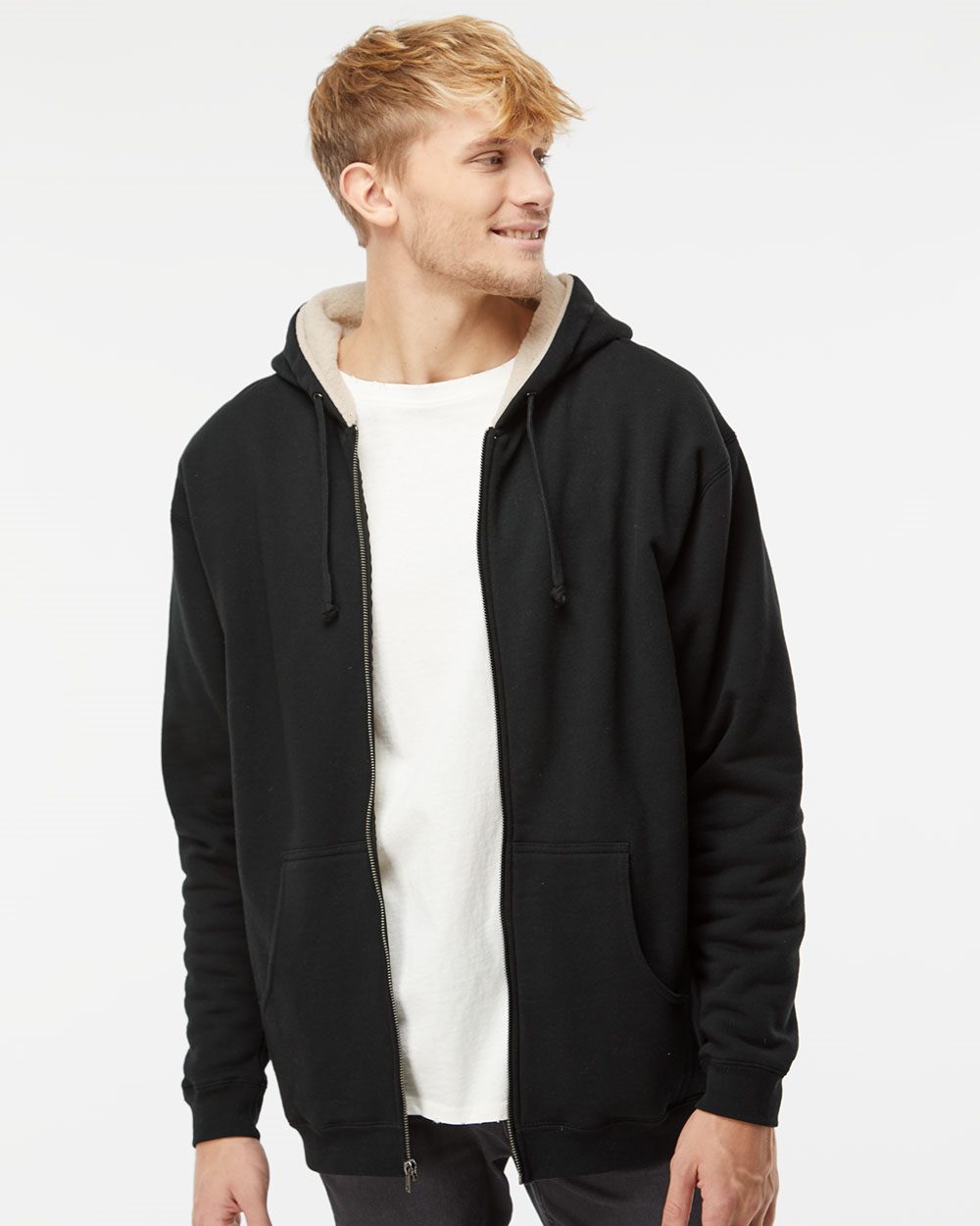 Independent Trading Co. EXP40SHZ-US Independent Trading Co. EXP40SHZ - Sherpa-Lined Full-Zip Hooded Sweatshirt pour impression personnalisée à Montréal