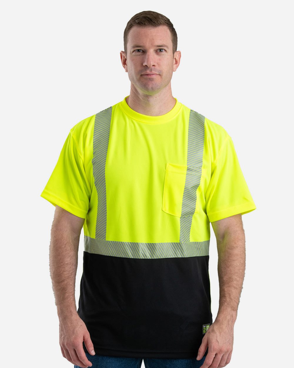 Berne Apparel HVK017-US Berne Apparel HVK017 - Unisex Hi-Vis Class 2 Color Blocked Pocket T-Shirt for custom printing in Montreal