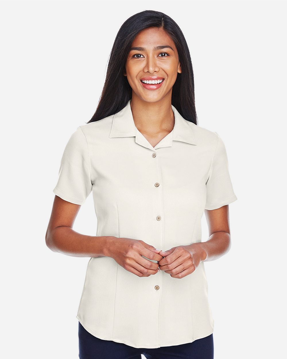 Harriton M570W-US Harriton M570W - Women's Bahama Cord Camp Shirt for custom printing in Montreal