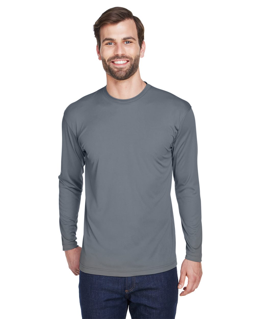 UltraClub 8422-US UltraClub 8422 - Men's Cool & Dry Sport Long Sleeve Performance Interlock T-Shirt for custom printing in Montreal