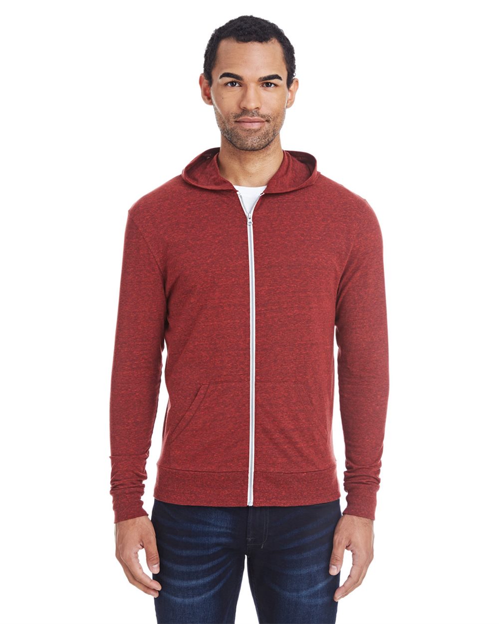Threadfast Apparel 302Z-US Threadfast Apparel 302Z - Unisex Triblend Full-Zip Lightweight Hooded Sweatshirt for custom printing in Montreal