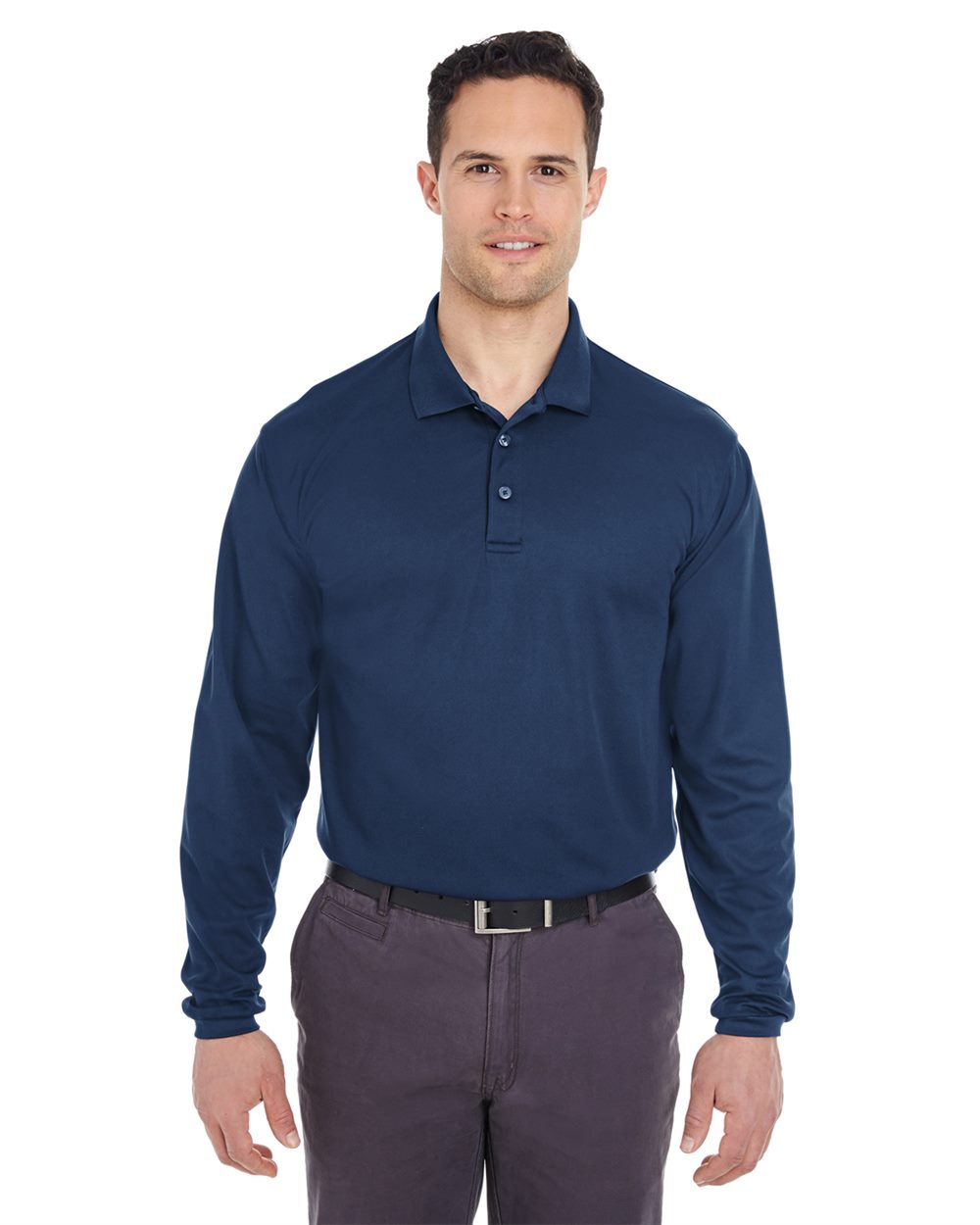 UltraClub 8210LS-US UltraClub 8210LS - Men's Cool & Dry Long Sleeve Mesh Piqué Polo for custom printing in Montreal