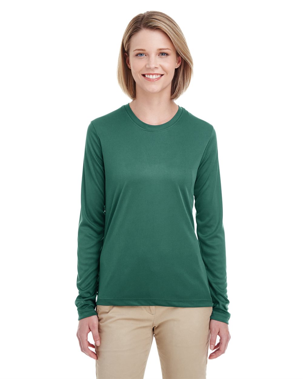 UltraClub 8622W-US UltraClub 8622W - Women's Cool & Dry Performance Long Sleeve Top for custom printing in Montreal