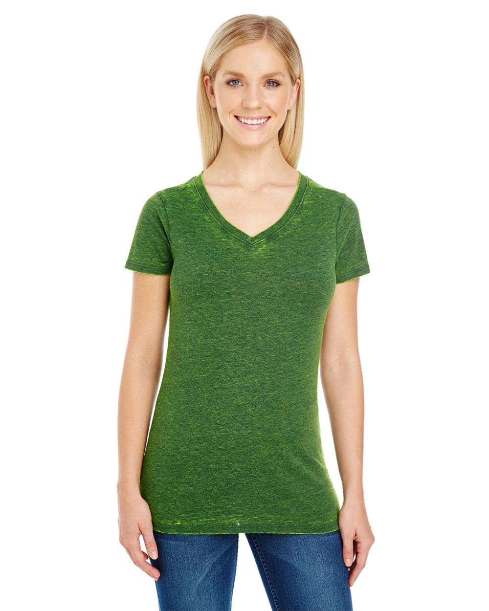 Threadfast Apparel 215B-US Threadfast Apparel 215B - Women's Cross Dye V-Neck T-Shirt pour impression personnalisée à Montréal