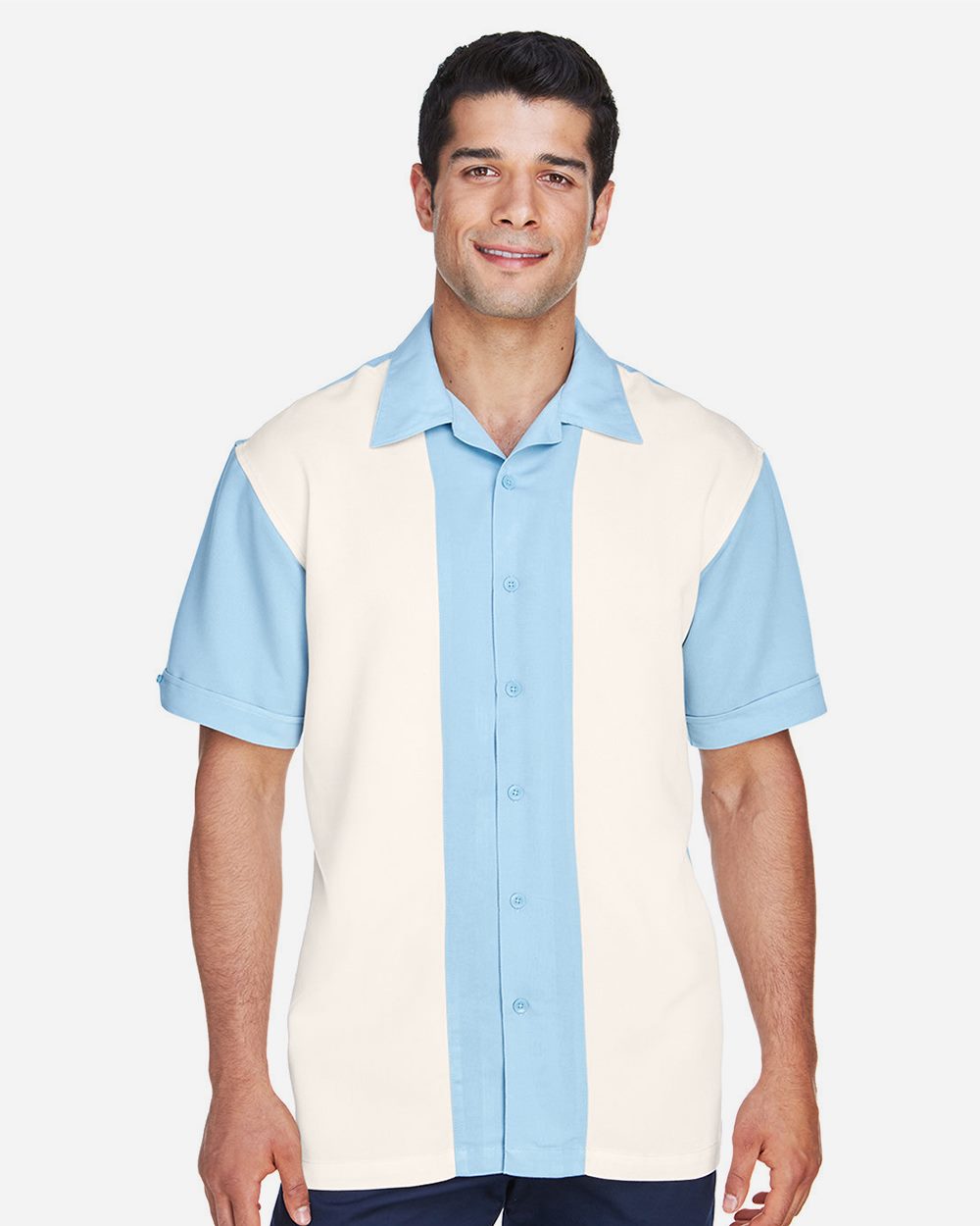 Harriton M575-US Harriton M575 - Men's Two-Tone Camp Shirt pour impression personnalisée à Montréal