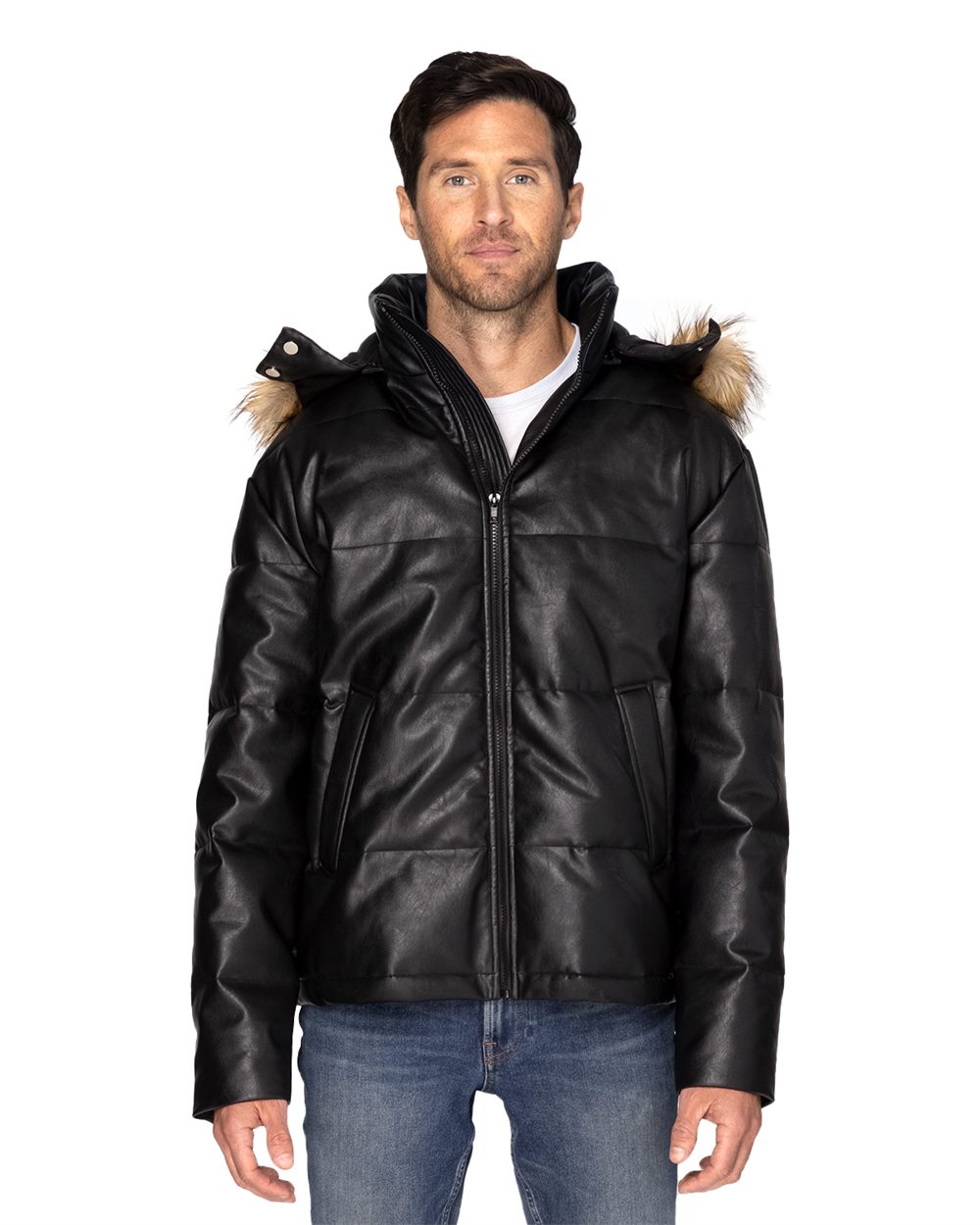Threadfast Apparel 397J-US Threadfast Apparel 397J - Unisex Vegan Leather Puffer Jacket for custom printing in Montreal