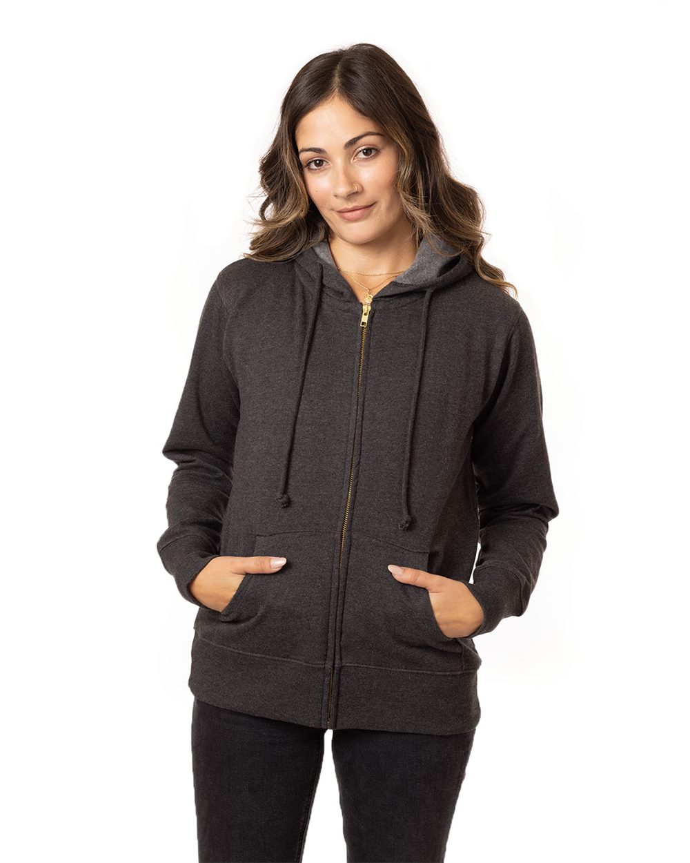 econscious EC4580-US econscious EC4580 - Women's Heathered Full-Zip Hooded Sweatshirt for custom printing in Montreal