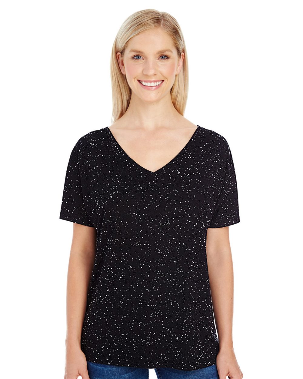 Threadfast Apparel 203FV-US Threadfast Apparel 203FV - Women's Tri-Blend Fleck V-Neck T-Shirt pour impression personnalisée à Montréal