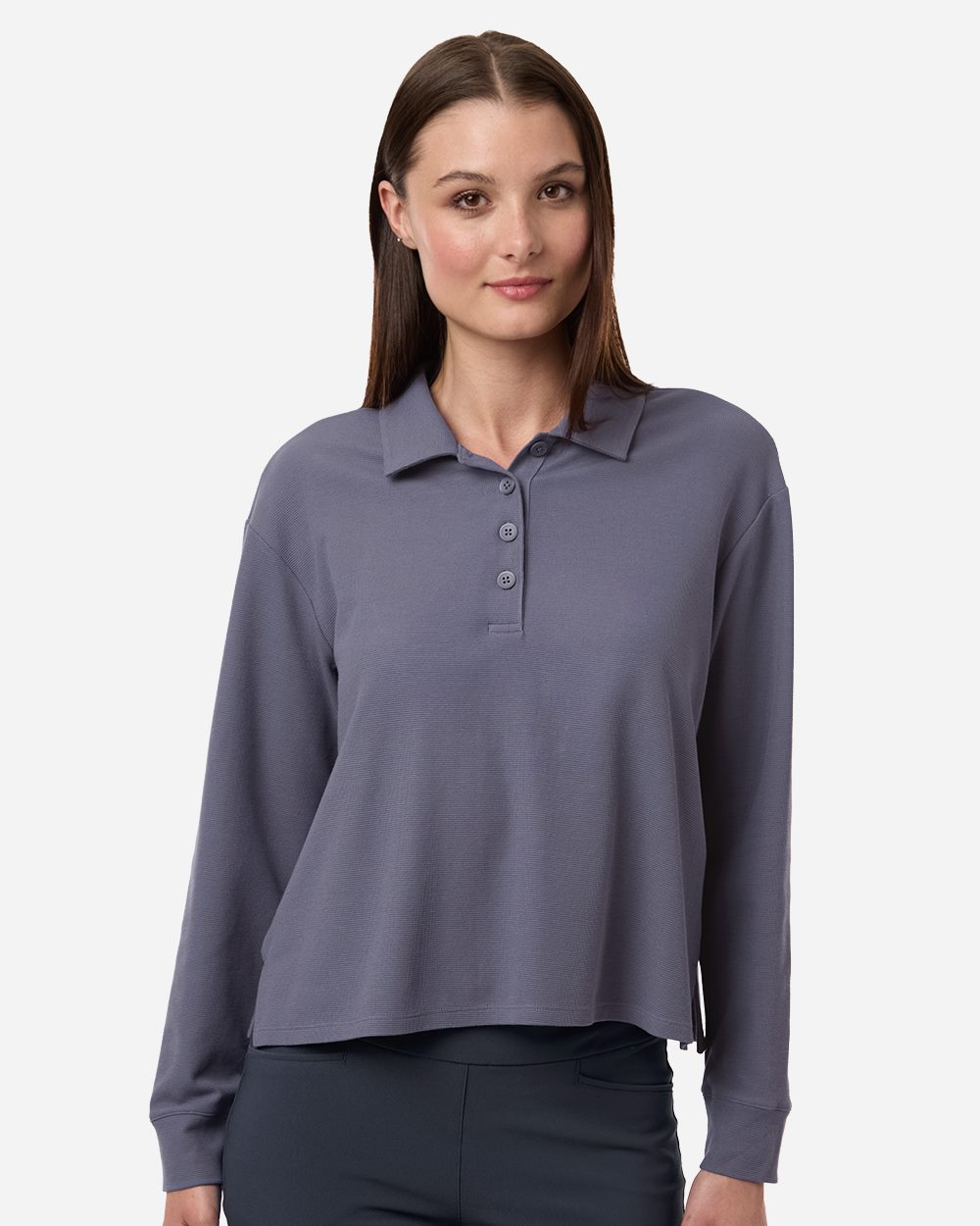 Adidas A1008-US Adidas A1008 - Women's Beyond Long Sleeve Loose Polo for custom printing in Montreal