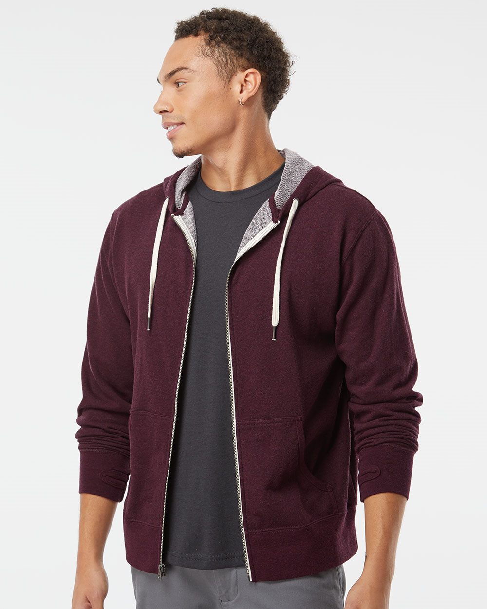 Independent Trading Co. PRM90HTZ-US Independent Trading Co. PRM90HTZ - Heathered French Terry Full-Zip Hooded Sweatshirt pour impression personnalisée à Montréal