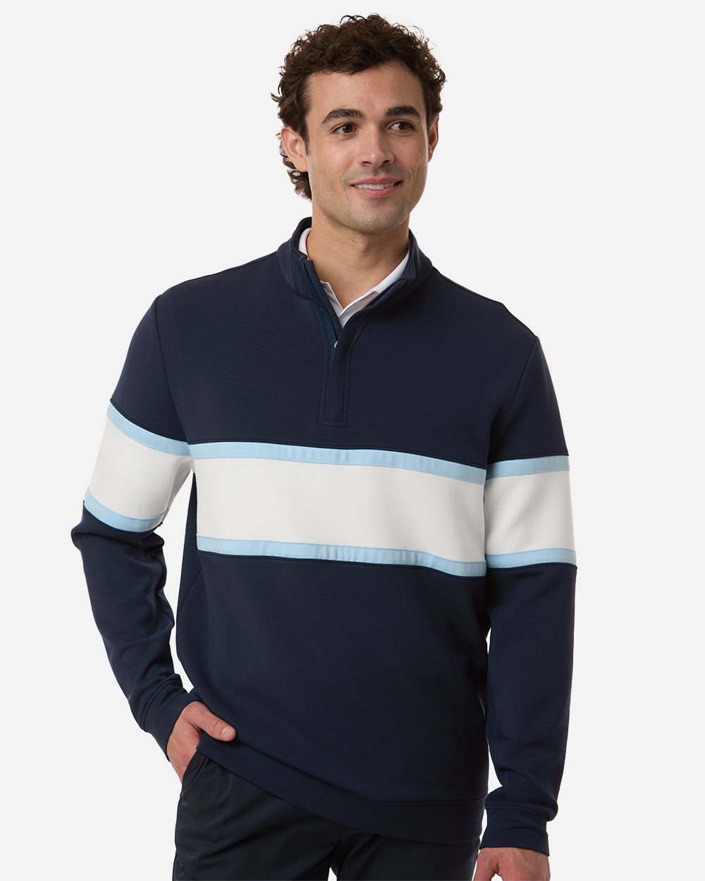 Swannies SWOQ500-US Swannies SWOQ500 - Men's Owen Quarter-Zip Colorblock Pullover pour impression personnalisée à Montréal