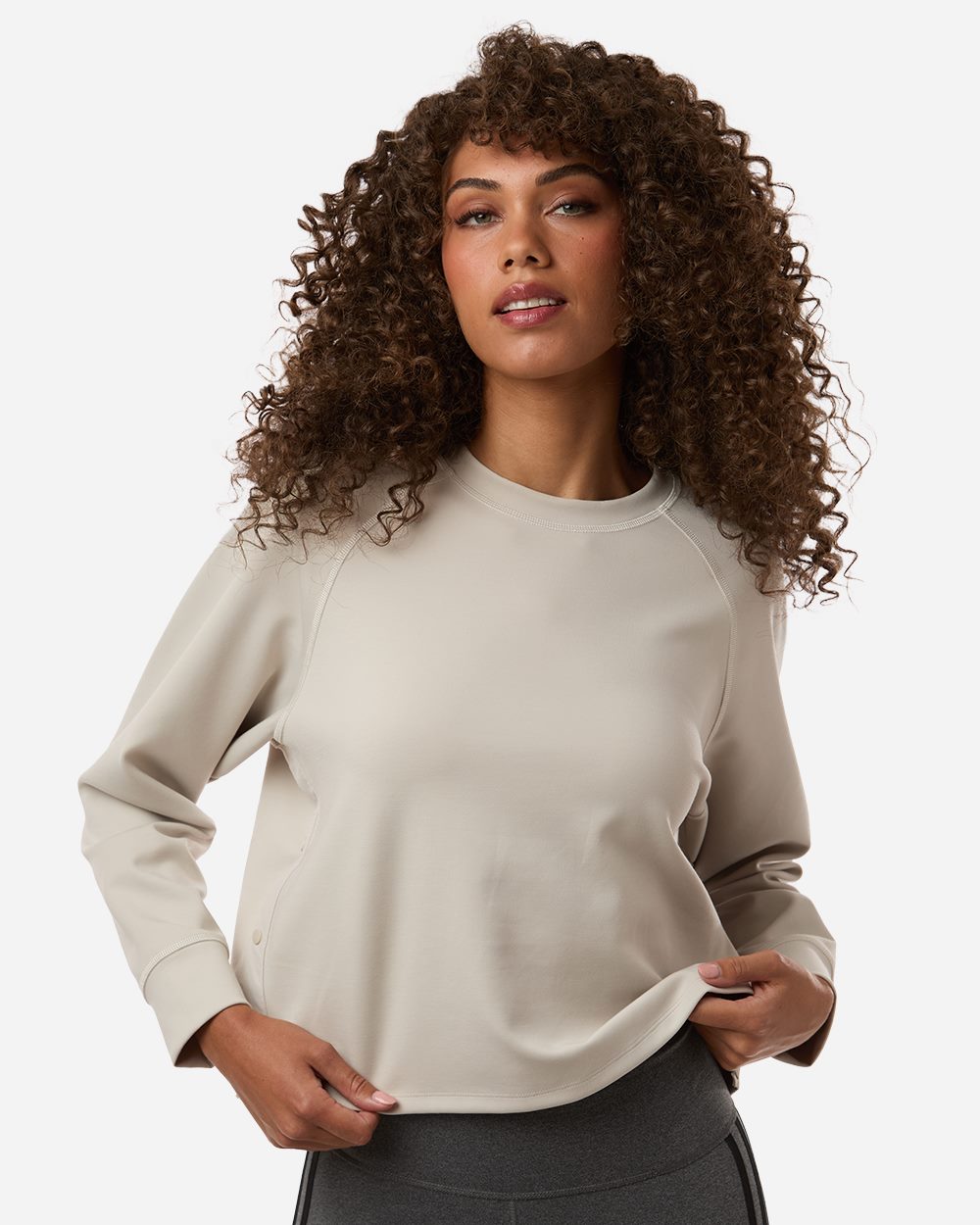 Adidas A1014-US Adidas A1014 - Women's Beyond Side-Snap Crewneck Sweatshirt for custom printing in Montreal
