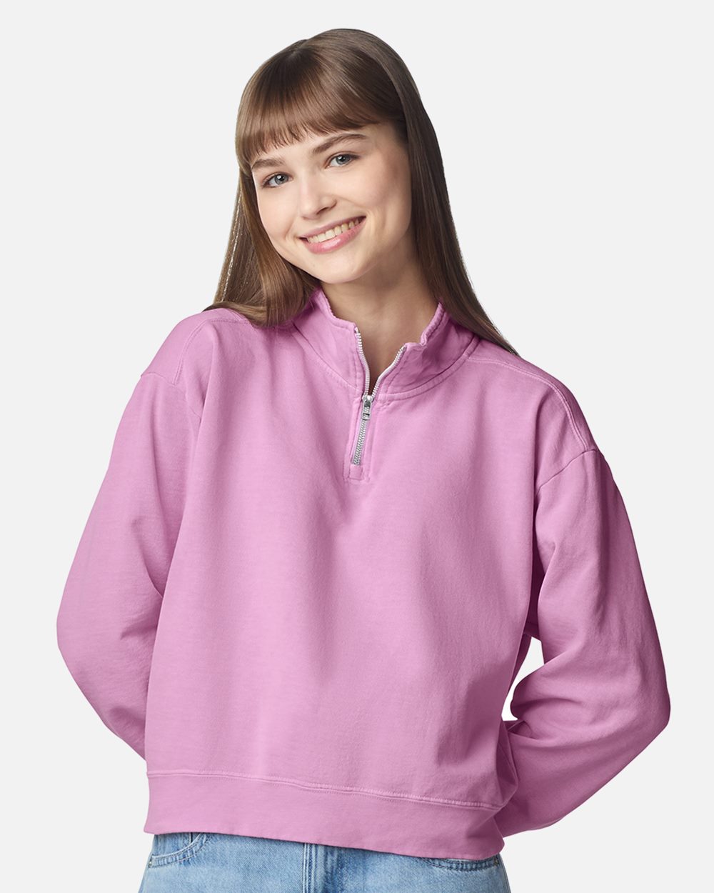 Comfort Colors 1580L-US Comfort Colors 1580L - Women's Garment-Dyed Mid-Length Quarter-Zip Sweatshirt pour impression personnalisée à Montréal