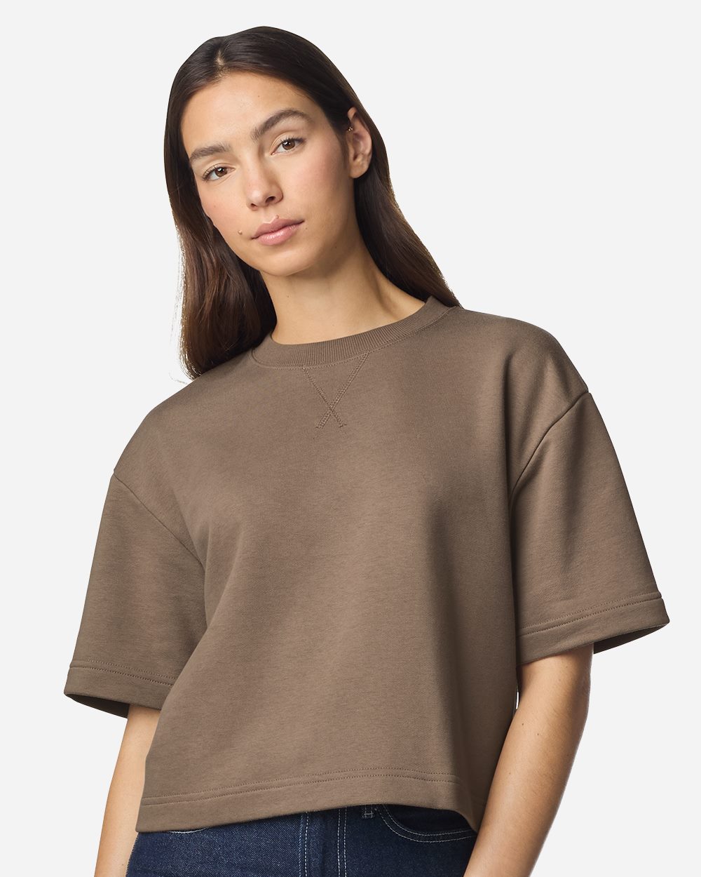 American Apparel FTCB0-US American Apparel FTCB0 - Women's French Terry Mid-Length Boxy Top for custom printing in Montreal