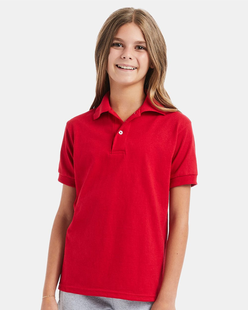 Hanes 054Y-US Hanes 054Y - Youth Ecosmart® Jersey Polo for custom printing in Montreal