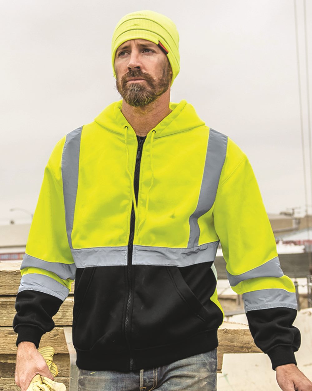 Kishigo JS102-103-US Kishigo JS102-103 - Unisex Hi-Vis Full-Zip Hooded Sweatshirt for custom printing in Montreal