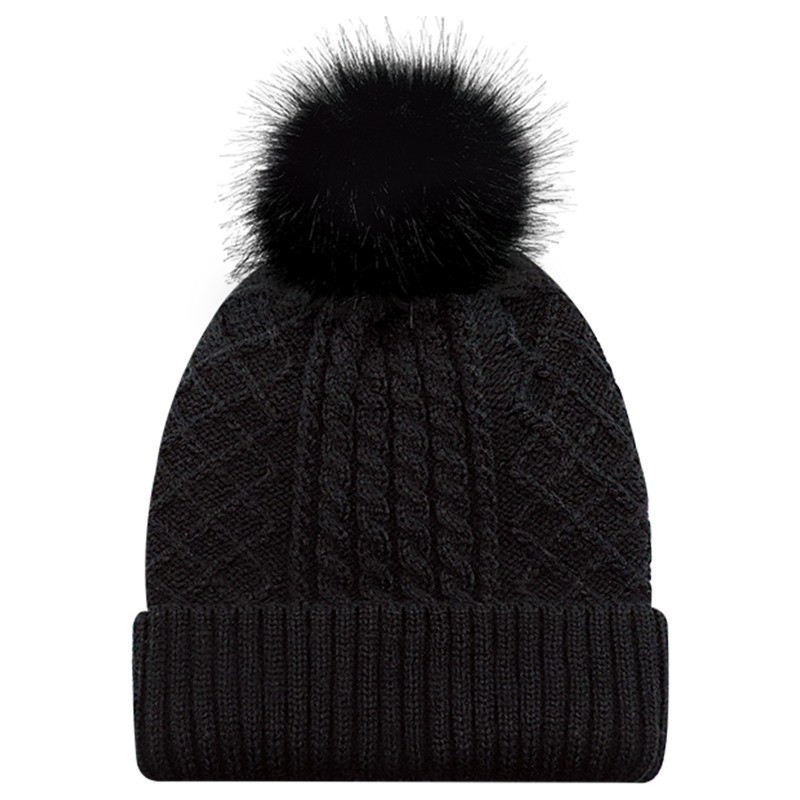 AJM International 1E140L AJM International 1E140L - Acrylic / Polyester Satin Cuff Toque (Faux Fur Pom Pom 12cm, Women’s) pour impression personnalisée à Montréal