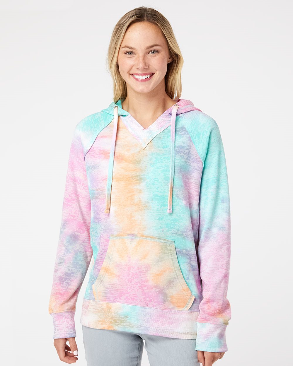 MV Sport W1162-US MV Sport W1162 - Women’s Courtney Burnout V-Notch Hooded Sweatshirt pour impression personnalisée à Montréal