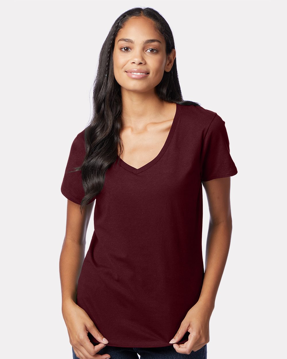 Hanes S04V-US Hanes S04V - Perfect-T Women’s V-Neck T-Shirt for custom printing in Montreal