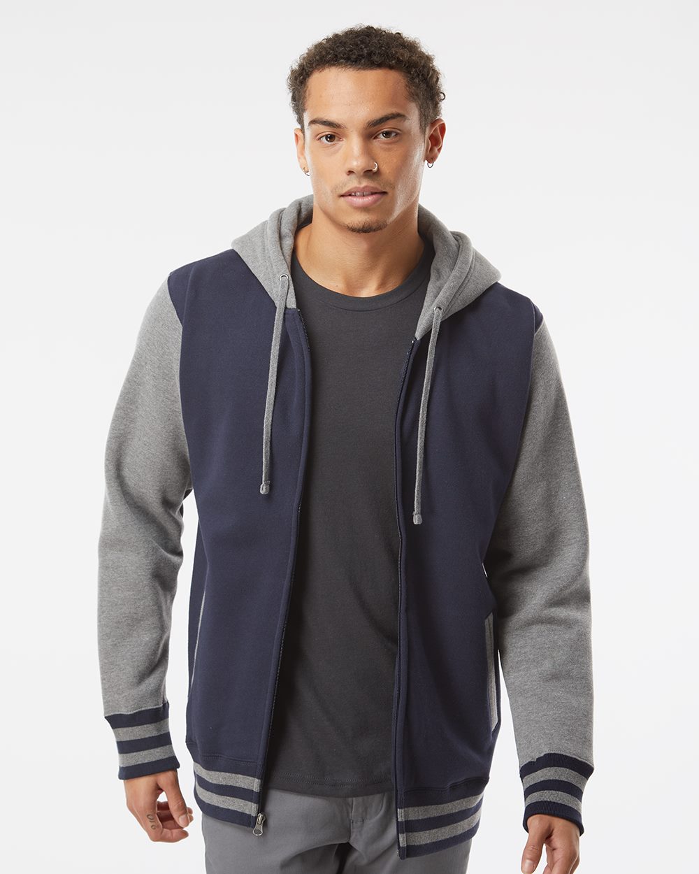 Independent Trading Co. IND45UVZ-US Independent Trading Co. IND45UVZ - Heavyweight Varsity Full-Zip Hooded Sweatshirt pour impression personnalisée à Montréal