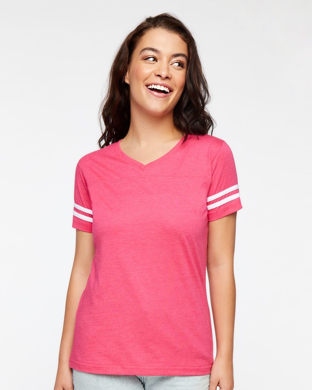LAT 3537-US LAT 3537 - Women's Football V-Neck Fine Jersey Tee pour impression personnalisée à Montréal