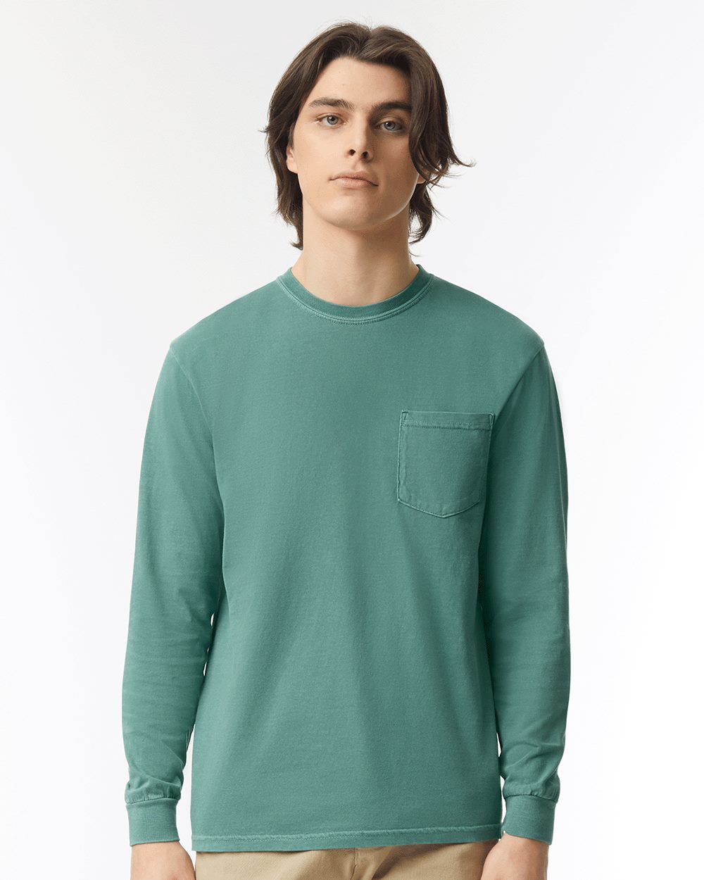 Comfort Colors 4410-US Comfort Colors 4410 - Garment-Dyed Heavyweight Long Sleeve Pocket T-Shirt pour impression personnalisée à Montréal