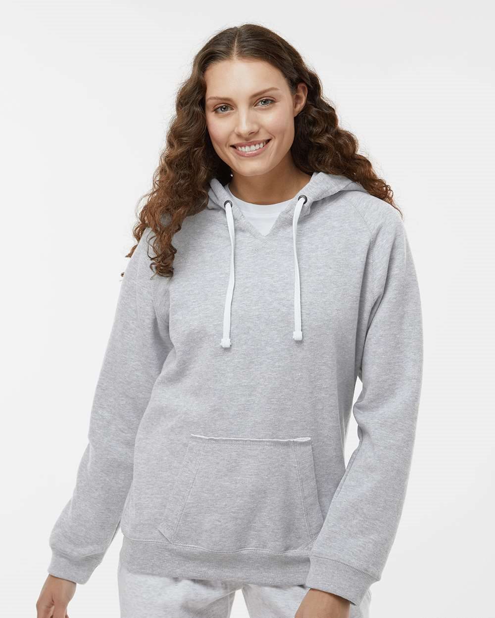 J. America 8836-US J. America 8836 - Women's Sueded V-Neck Hooded Sweatshirt for custom printing in Montreal
