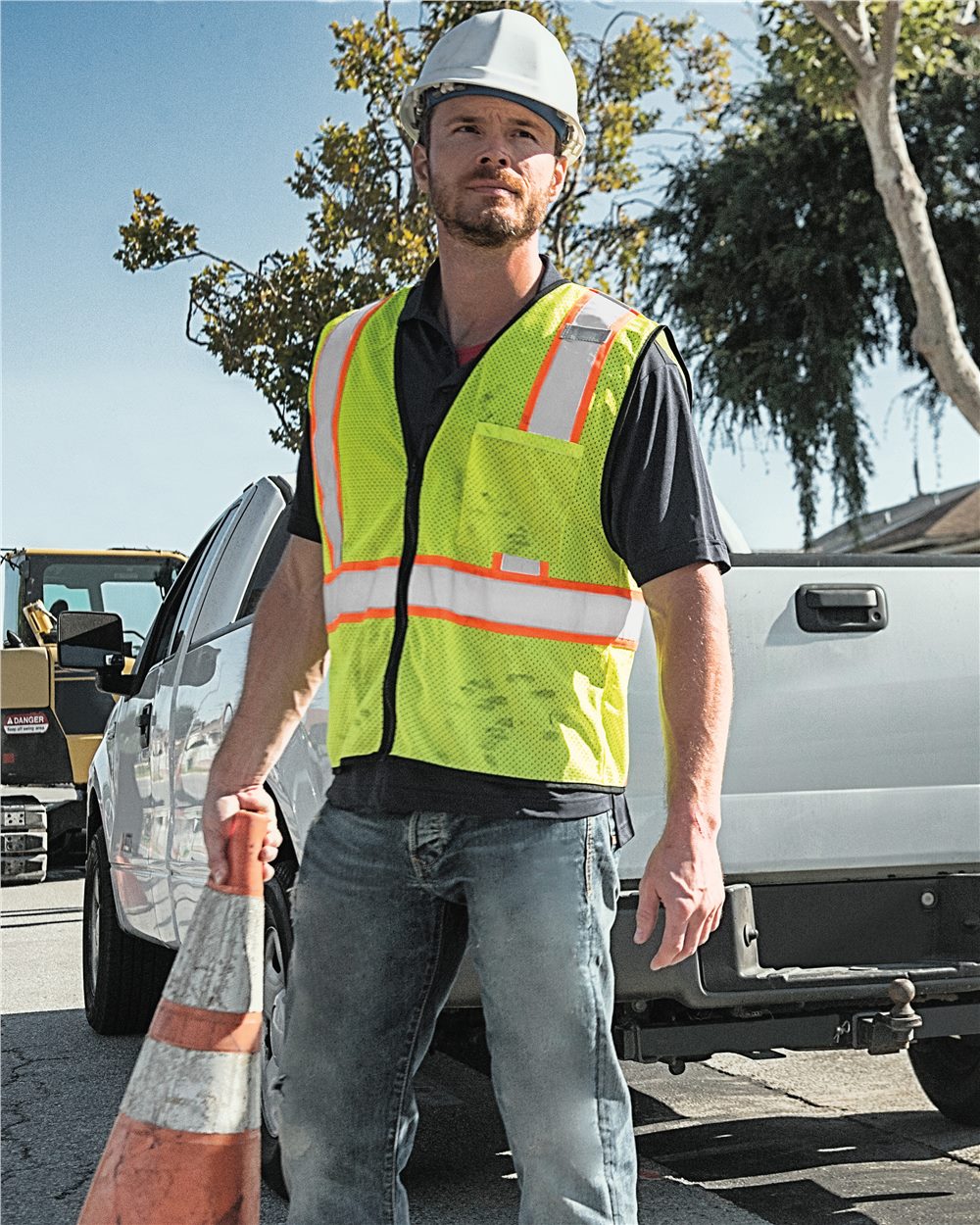Kishigo 1527-1528-US Kishigo 1527-1528 - Unisex Economy Contrasting Vest with Zippered Front pour impression personnalisée à Montréal
