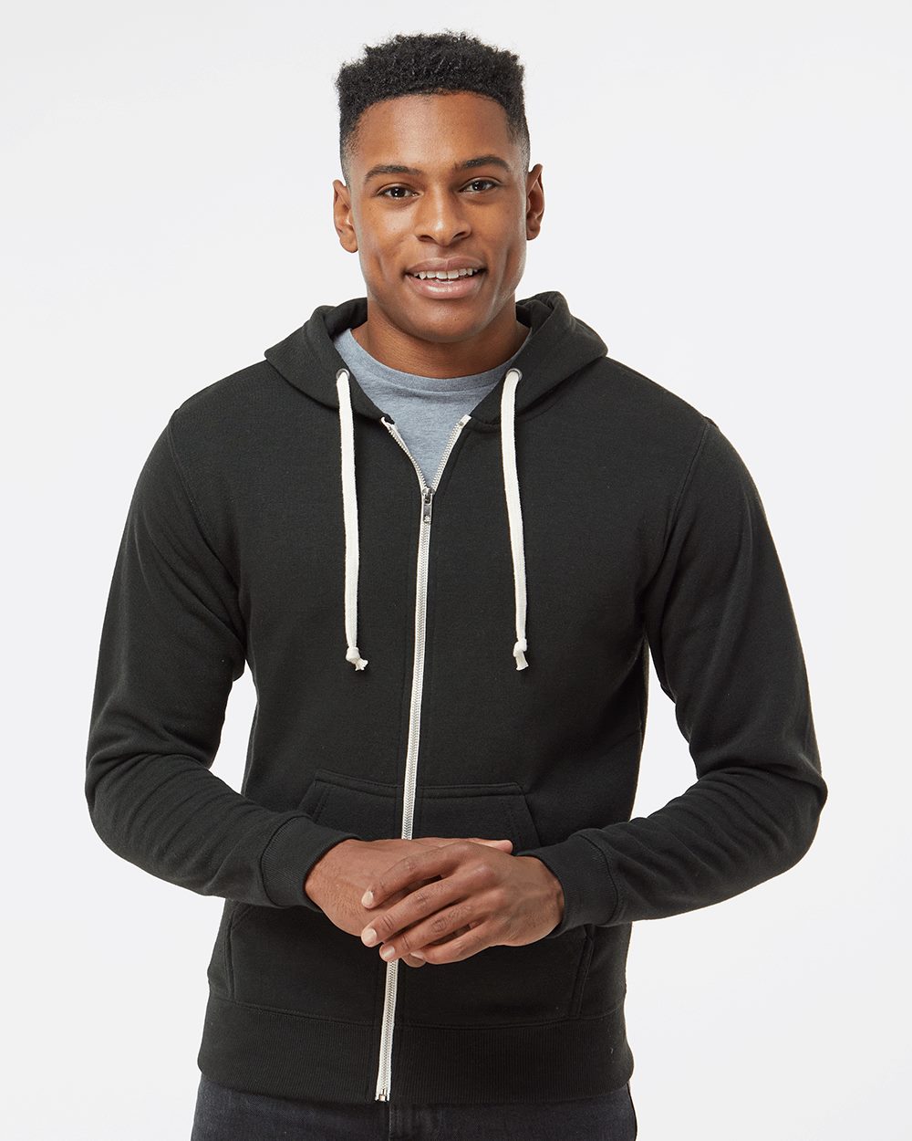 J. America 8872-US J. America 8872 - Men's Triblend Full-Zip Hooded Sweatshirt pour impression personnalisée à Montréal