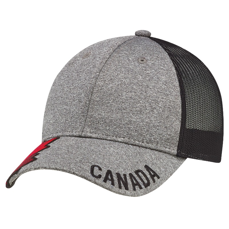 AJM International 4H337M AJM International 4H337M - Polyester Heather / Soft Polyester Mesh 6 Panel Constructed Full-Fit (Canada, Mesh Back) pour impression personnalisée à Montréal