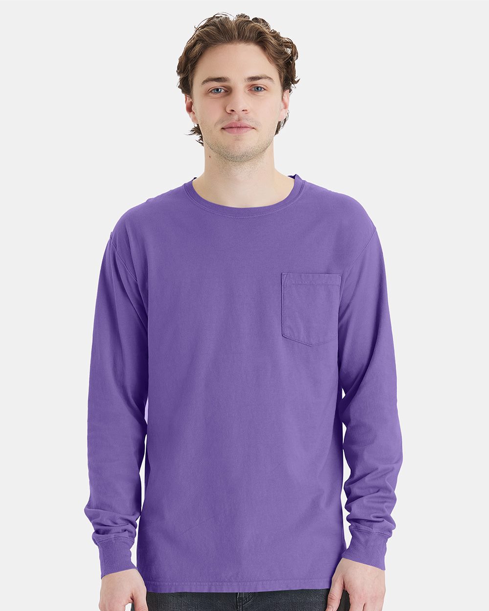 ComfortWash by Hanes GDH250-US ComfortWash by Hanes GDH250 - Unisex Garment-Dyed Long Sleeve T-Shirt With a Pocket pour impression personnalisée à Montréal
