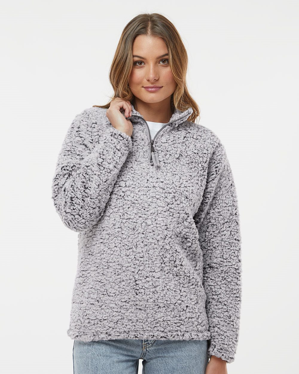 J. America 8451-US J. America 8451 - Women’s Epic Sherpa Quarter-Zip Pullover for custom printing in Montreal