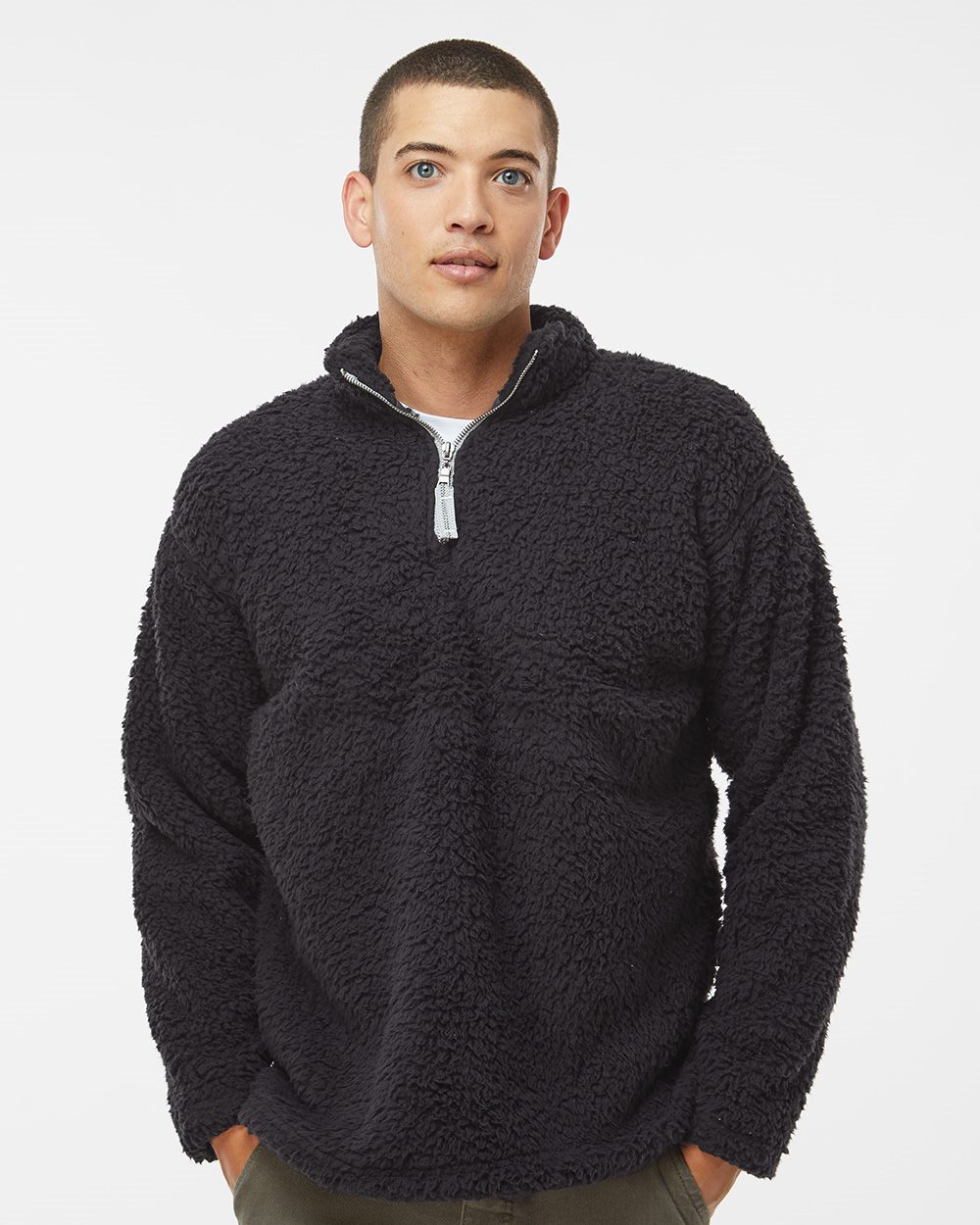 J. America 8454-US J. America 8454 - Men's Sherpa Quarter-Zip Pullover for custom printing in Montreal