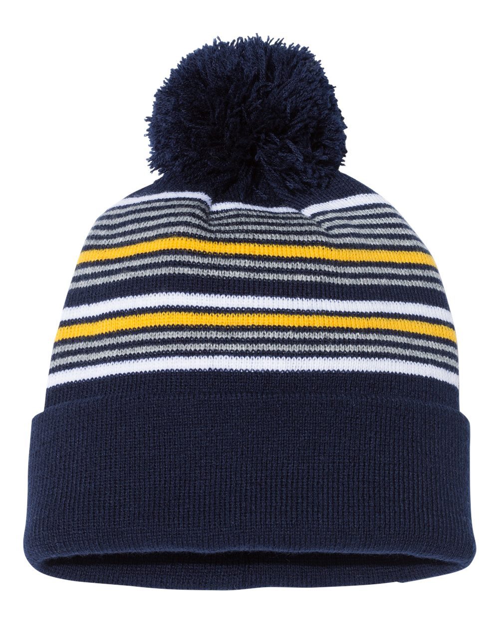 Sportsman SP60-US Sportsman SP60 - 12" Striped Pom-Pom Knit Beanie pour impression personnalisée à Montréal