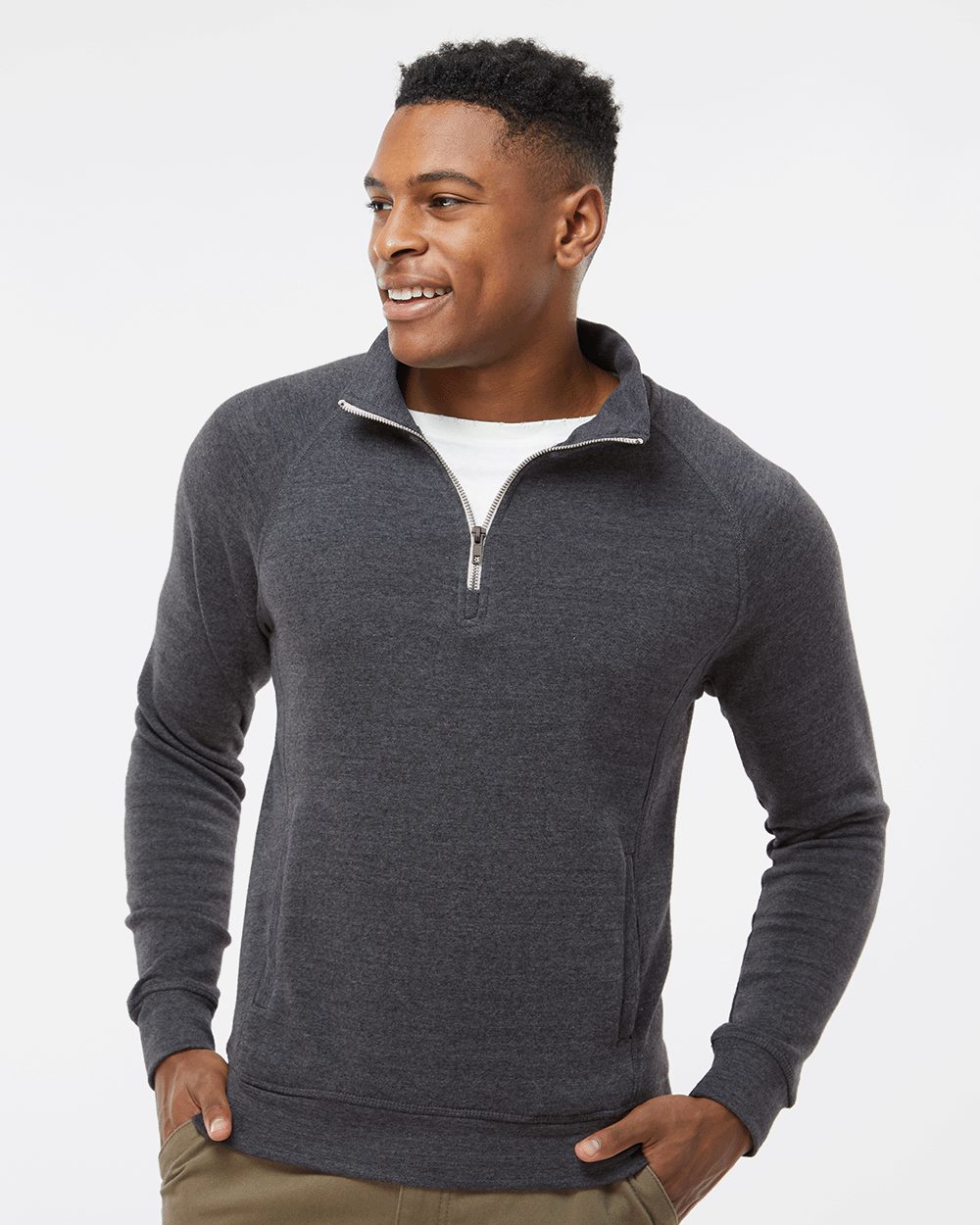 J. America 8869-US-1 J. America 8869 - Men's Triblend Quarter-Zip Sweatshirt pour impression personnalisée à Montréal