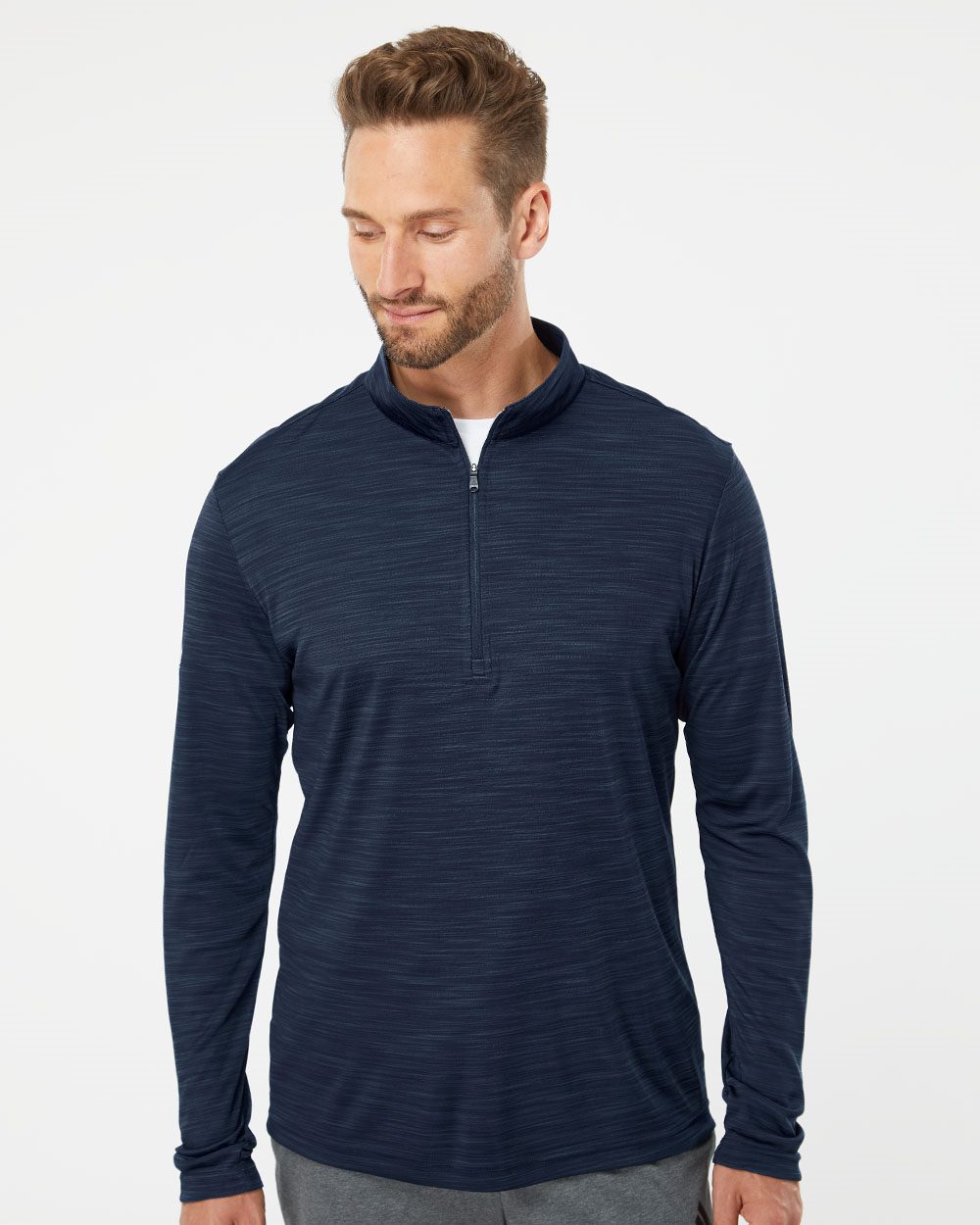 Adidas A475-US Adidas A475 - Lightweight Mélange Quarter-Zip Pullover for custom printing in Montreal