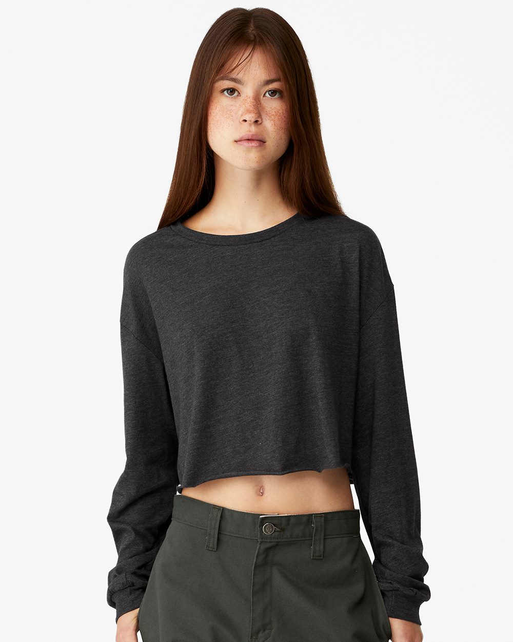 BELLA + CANVAS 6501-US BELLA + CANVAS 6501 - FWD Fashion Women's Crop Long Sleeve Tee for custom printing in Montreal